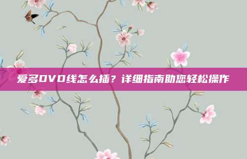 爱多DVD线怎么插？详细指南助您轻松操作