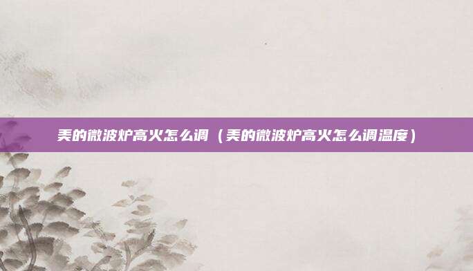 美的微波炉高火怎么调（美的微波炉高火怎么调温度）