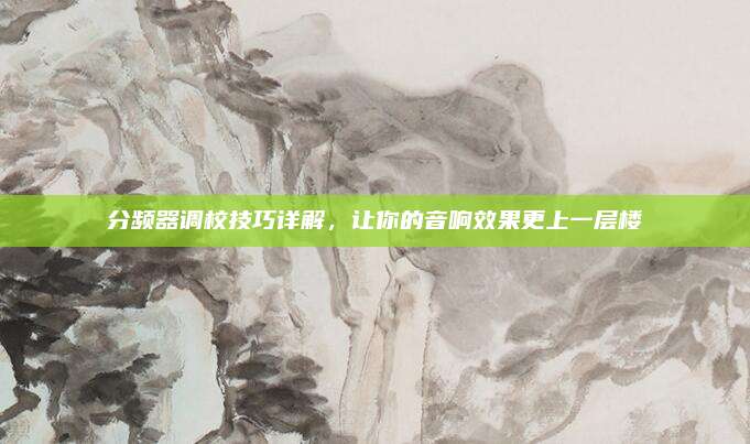 分频器调校技巧详解，让你的音响效果更上一层楼