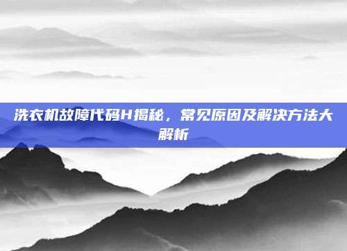 洗衣机故障代码H揭秘,常见原因及解决方法大解析