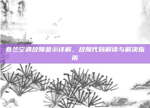 春兰空调故障显示详解,故障代码解读与解决指南