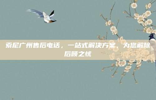 索尼广州售后电话,一站式解决方案,为您解除后顾之忧