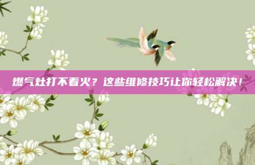燃气灶打不着火?这些维修技巧让你轻松解决!