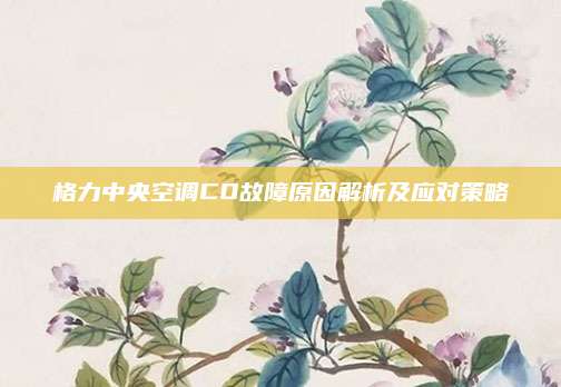格力中央空调CO故障原因解析及应对策略