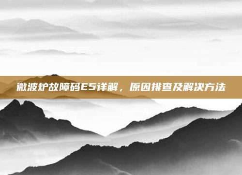微波炉故障码E5详解,原因排查及解决方法