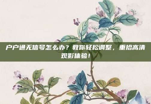 户户通无信号怎么办？教你轻松调整，重拾高清观影体验！