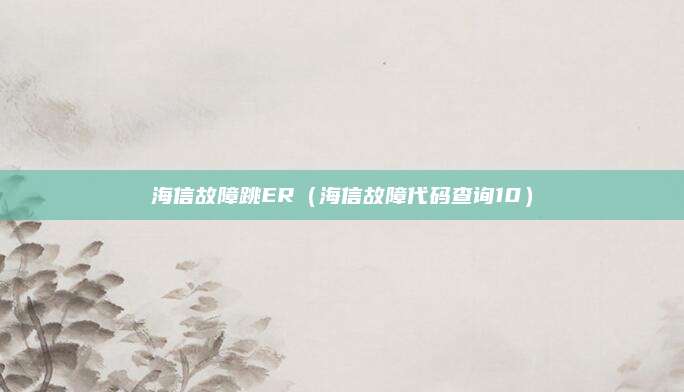 海信故障跳ER（海信故障代码查询10）