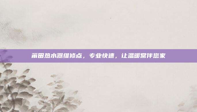 莆田热水器维修点,专业快速,让温暖常伴您家