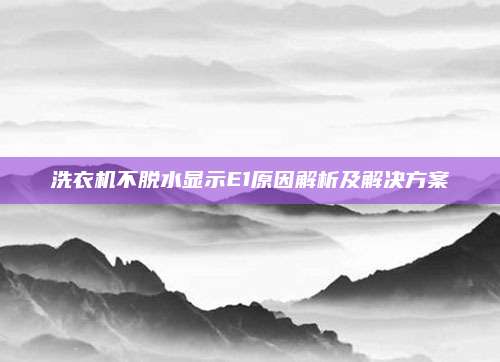 洗衣机不脱水显示E1原因解析及解决方案