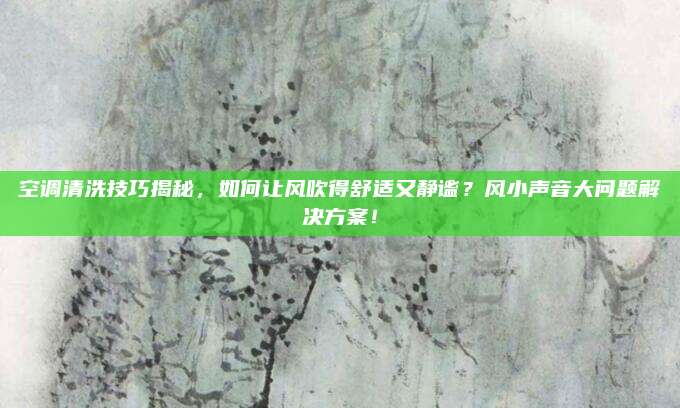 空调清洗技巧揭秘，如何让风吹得舒适又静谧？风小声音大问题解决方案！