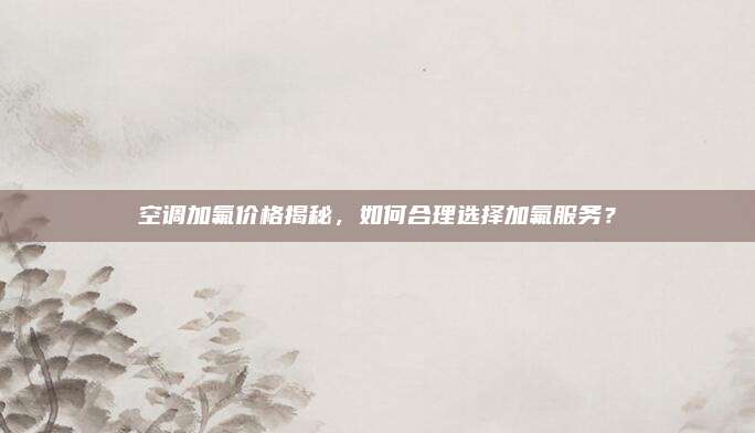 空调加氟价格揭秘，如何合理选择加氟服务？