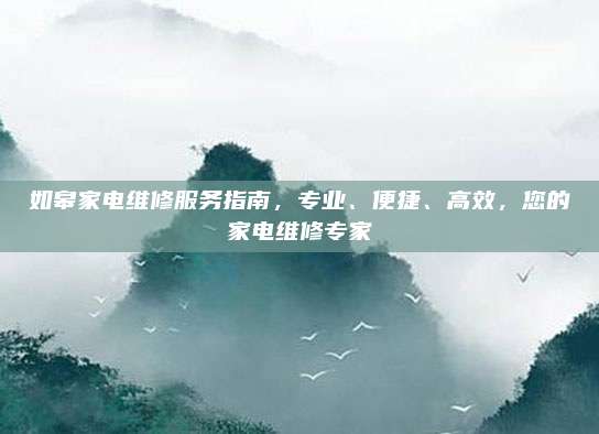 如皋家电维修服务指南，专业、便捷、高效，您的家电维修专家
