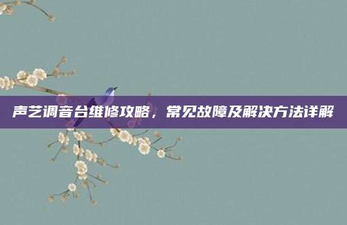 声艺调音台维修攻略,常见故障及解决方法详解