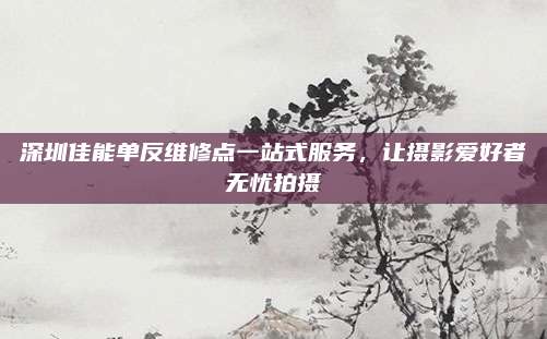 深圳佳能单反维修点一站式服务,让摄影爱好者无忧拍摄