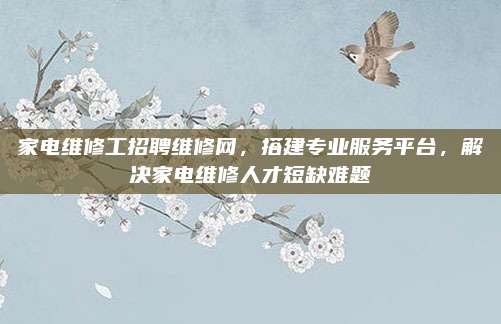 家电维修工招聘维修网,搭建专业服务平台,解决家电维修人才短缺难题