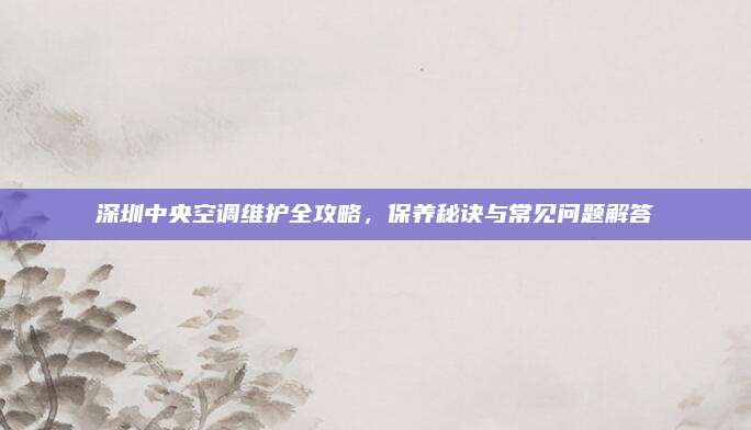 深圳中央空调维护全攻略，保养秘诀与常见问题解答
