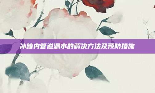 冰箱内管道漏水的解决方法及预防措施