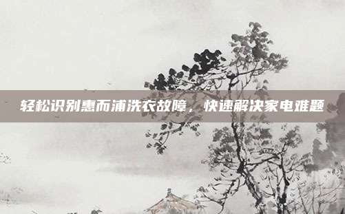 轻松识别惠而浦洗衣故障，快速解决家电难题