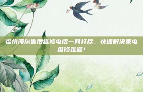 福州海尔售后维修电话一网打尽，快速解决家电维修难题！