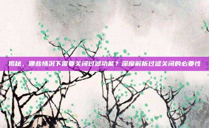 揭秘，哪些情况下需要关闭过滤功能？深度解析过滤关闭的必要性