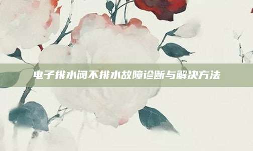 电子排水阀不排水故障诊断与解决方法