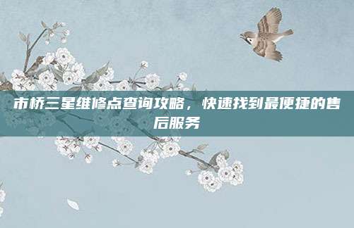 市桥三星维修点查询攻略，快速找到最便捷的售后服务