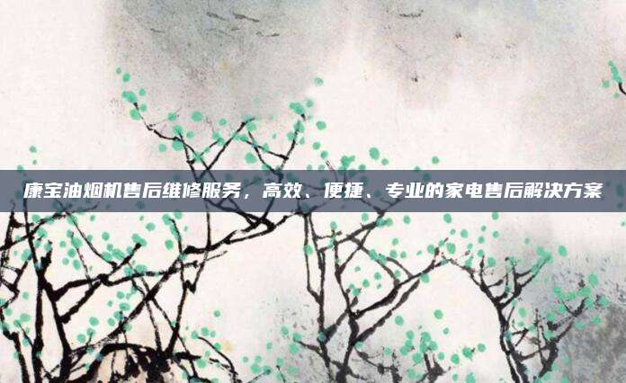 康宝油烟机售后维修服务,高效、便捷、专业的家电售后解决方案