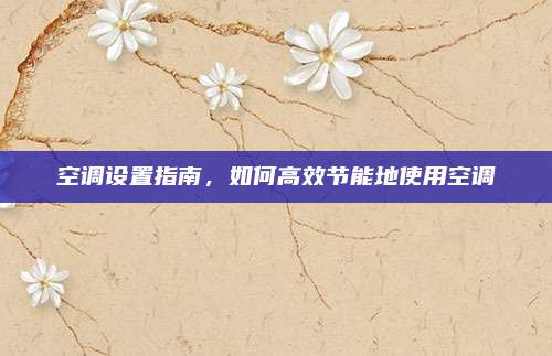 空调设置指南，如何高效节能地使用空调