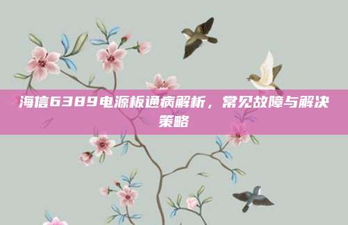 海信6389电源板通病解析，常见故障与解决策略