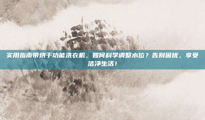 实用指南带烘干功能洗衣机，如何科学调整水位？告别困扰，享受洁净生活！