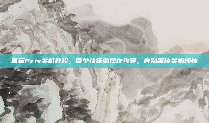 黑莓Priv关机教程，简单快捷的操作步骤，告别繁琐关机烦恼
