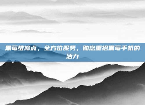 黑莓维修点，全方位服务，助您重拾黑莓手机的活力