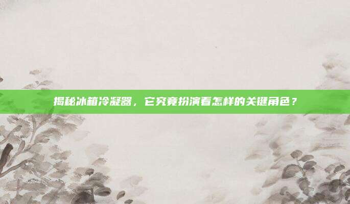揭秘冰箱冷凝器，它究竟扮演着怎样的关键角色？