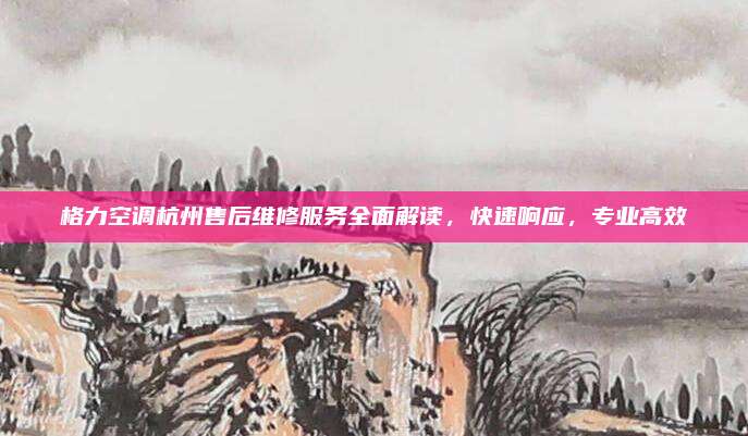 格力空调杭州售后维修服务全面解读，快速响应，专业高效