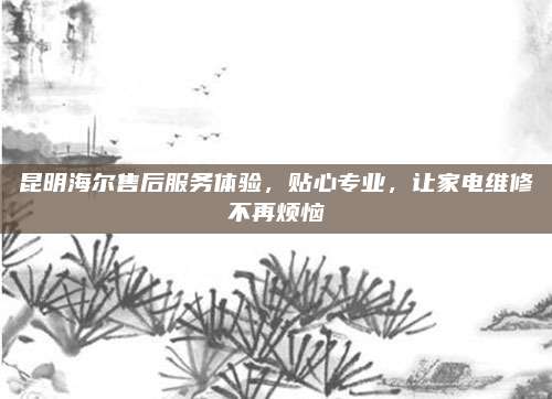 昆明海尔售后服务体验，贴心专业，让家电维修不再烦恼
