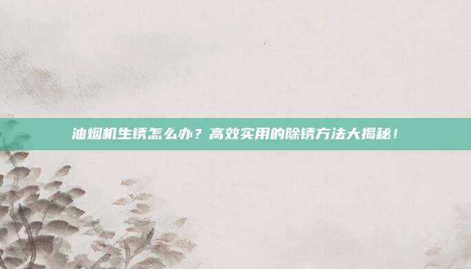 油烟机生锈怎么办？高效实用的除锈方法大揭秘！