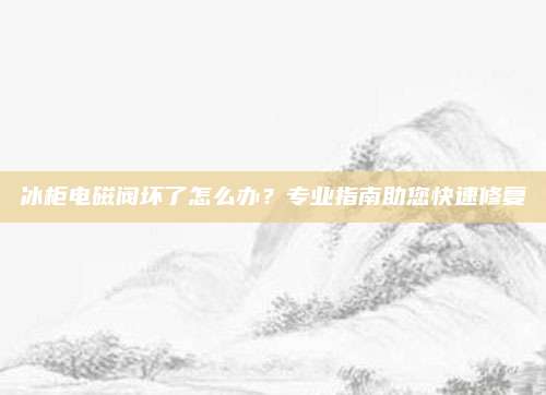 冰柜电磁阀坏了怎么办？专业指南助您快速修复