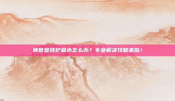 博世壁挂炉漏水怎么办？专业解决攻略来啦！