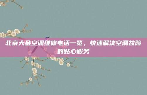 北京大金空调维修电话一览,快速解决空调故障的贴心服务