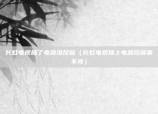 长虹电视插了电源没反应（长虹电视插上电源后屏幕不亮）