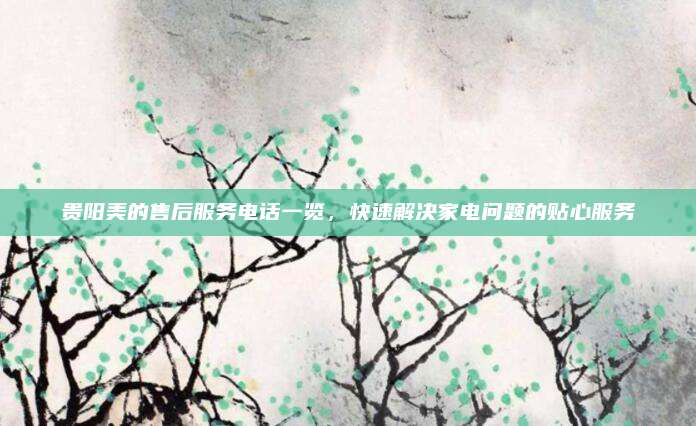 贵阳美的售后服务电话一览，快速解决家电问题的贴心服务