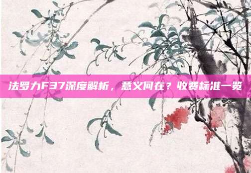 法罗力F37深度解析，意义何在？收费标准一览