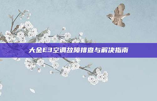 大金E3空调故障排查与解决指南