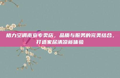 格力空调南京专卖店，品质与服务的完美结合，打造家居清凉新体验