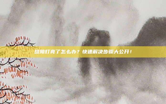 故障灯亮了怎么办?快速解决步骤大公开!