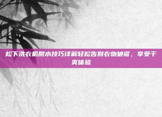 松下洗衣机脱水技巧详解轻松告别衣物皱褶,享受干爽体验