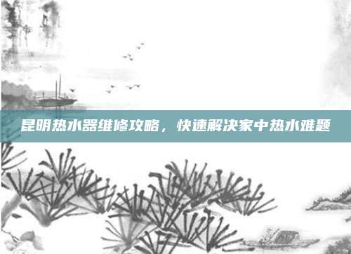 昆明热水器维修攻略，快速解决家中热水难题