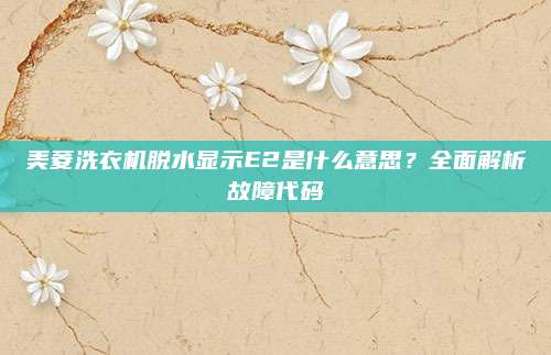 美菱洗衣机脱水显示E2是什么意思?全面解析故障代码
