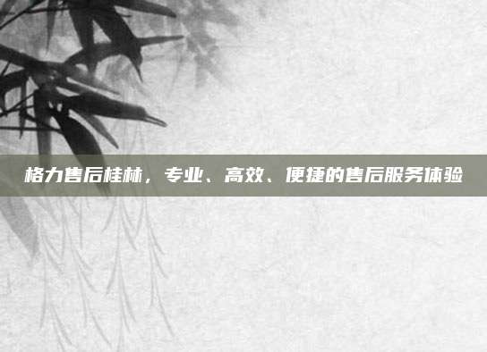 格力售后桂林，专业、高效、便捷的售后服务体验
