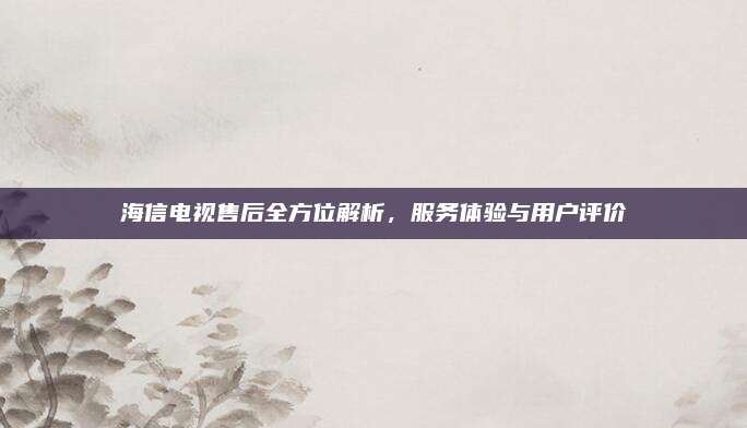海信电视售后全方位解析，服务体验与用户评价